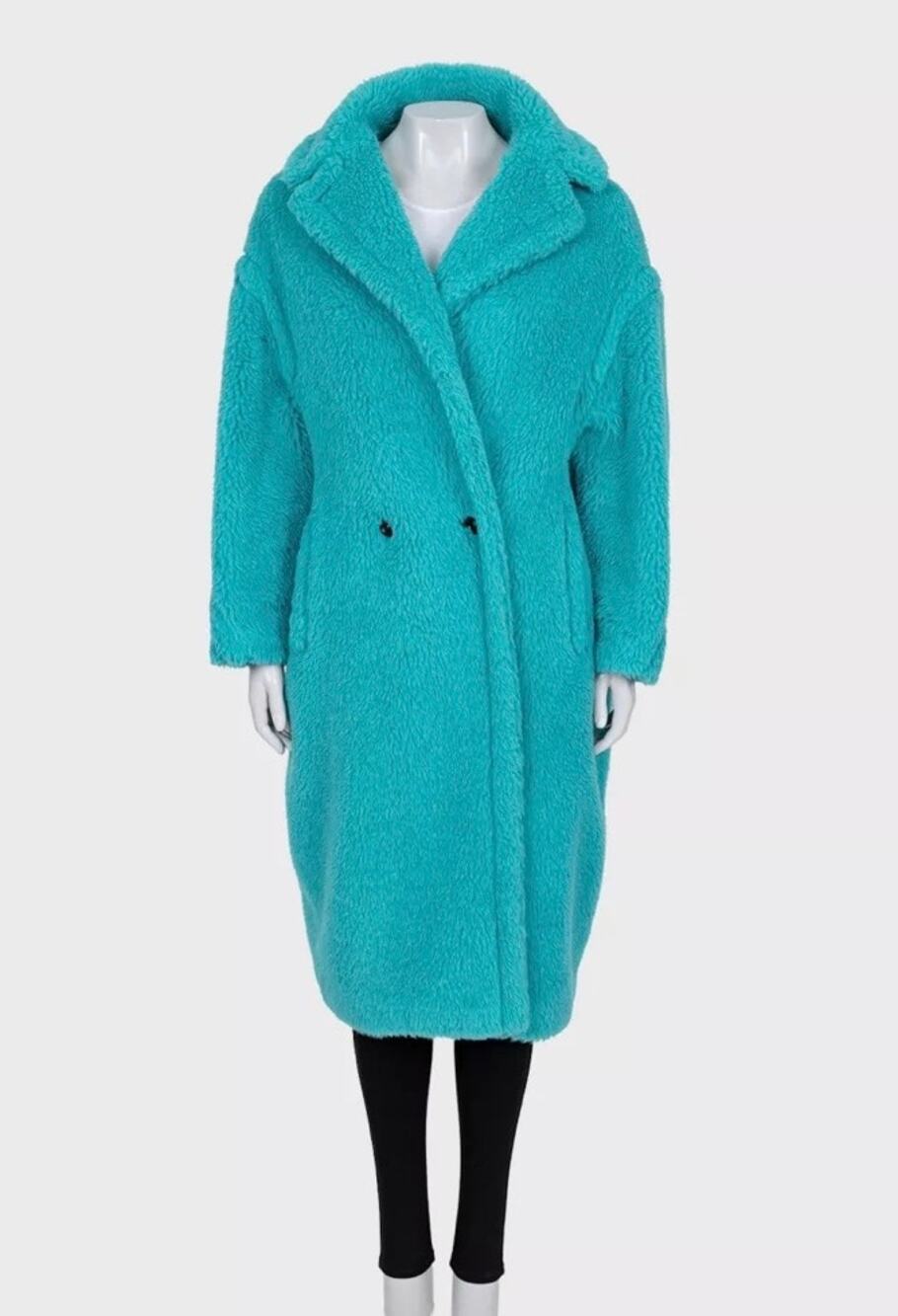 Max Mara Oversized Light Blue Alpaca & Silk Coat, Size S